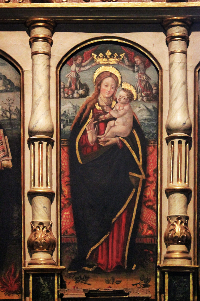 11 _ Autore ignoto - Polittico di sant'Antonio abate e santa Maddalena - dettaglio della Madonna detta delle ciliegie.jpg